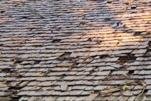 The old damaged roof in house at Broward County, FL